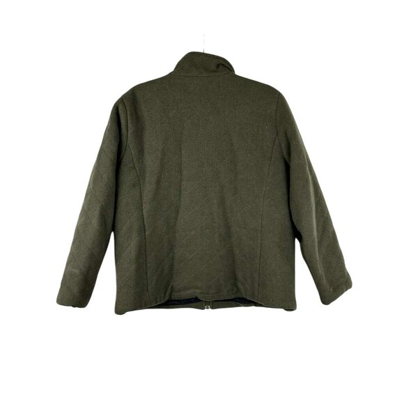 Woolrich Women's Large Full Zip 100% Wool Jacket With Pockets Olive Heather - Picture 2 of 12